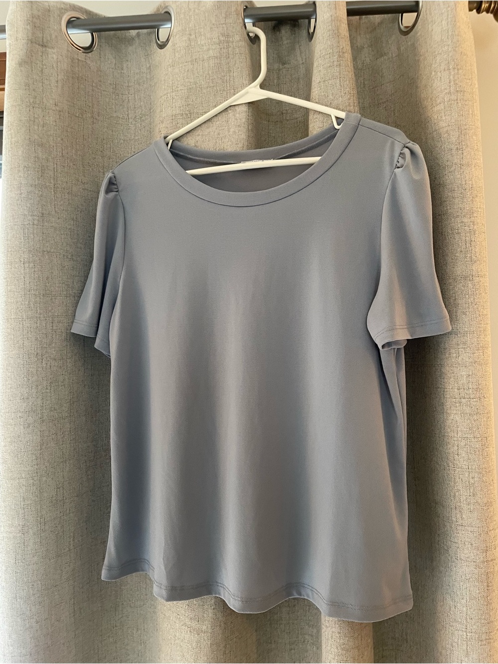 Women's Crewneck Short Sleeve Blouse — Dusty Blue